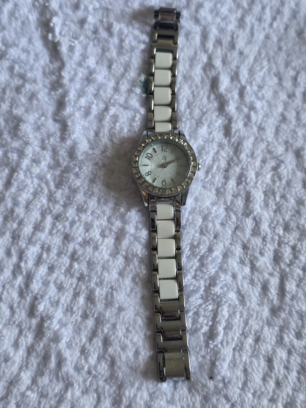 Classic White and Silver Women's Bracelet Watch with Crystal Bezel